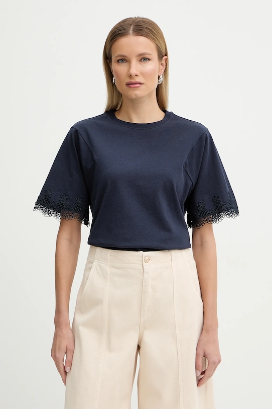 Twinset t-shirt bawełniany bawełna granatowy 261TP2110