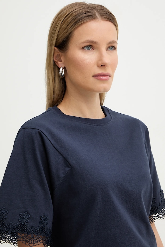 Twinset t-shirt bawełniany granatowy 261TP2110