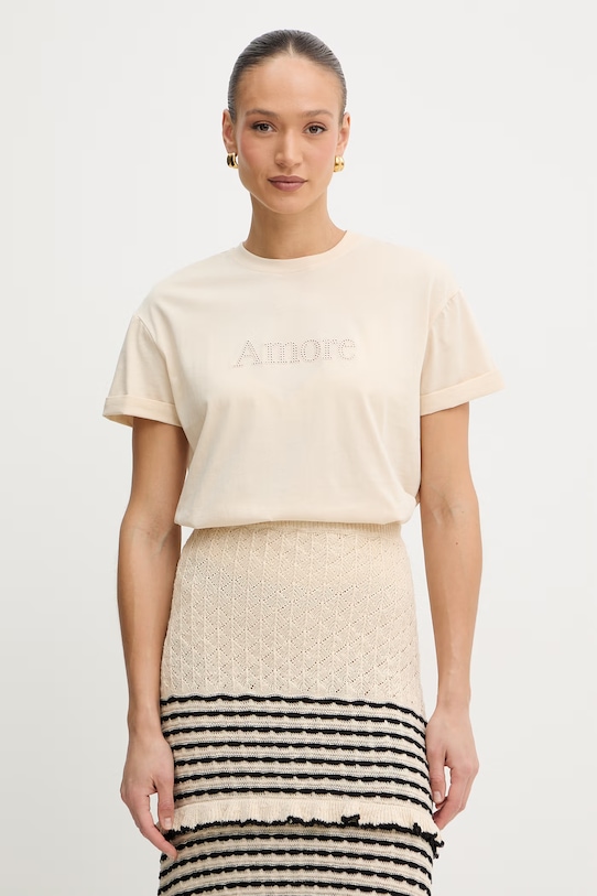 Bavlnené tričko Twinset relaxed béžová 261TP2343