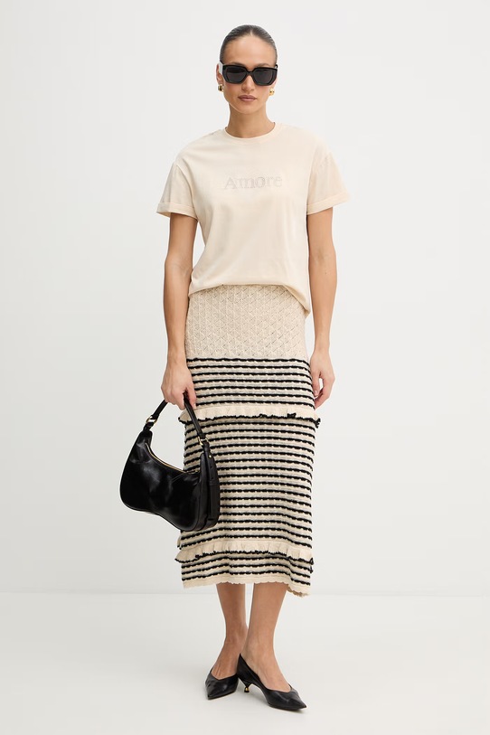 Bavlnené tričko Twinset 261TP2343 béžová SS26