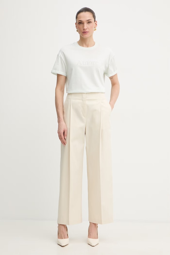 Βαμβακερό μπλουζάκι Twinset 261TP2343 τιρκουάζ SS26