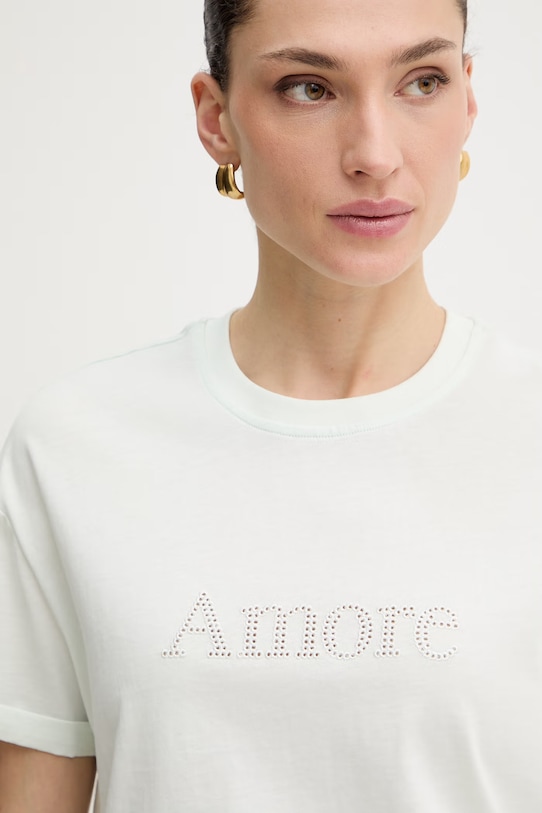 Βαμβακερό μπλουζάκι Twinset 261TP2343 τιρκουάζ