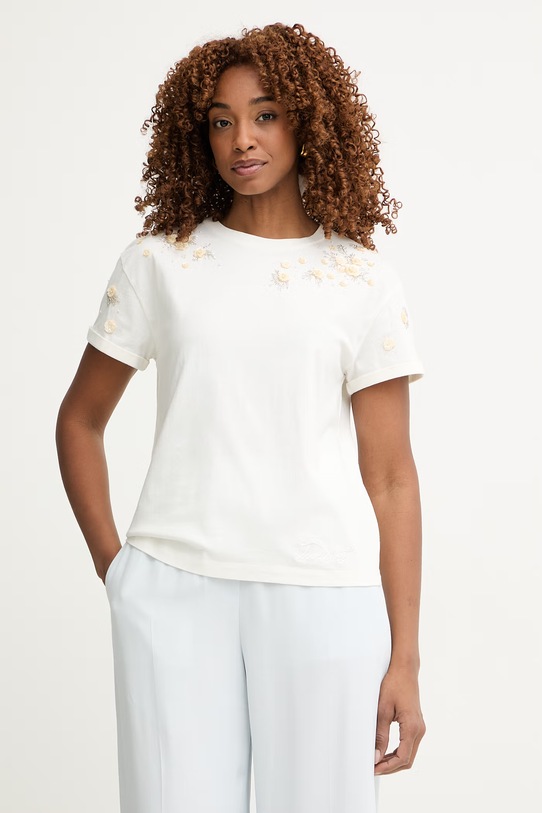 Twinset t-shirt γυναικείο βαμβακερό μπεζ 261TP202C