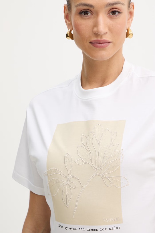 Twinset t-shirt bawełniany biały 261TE2090