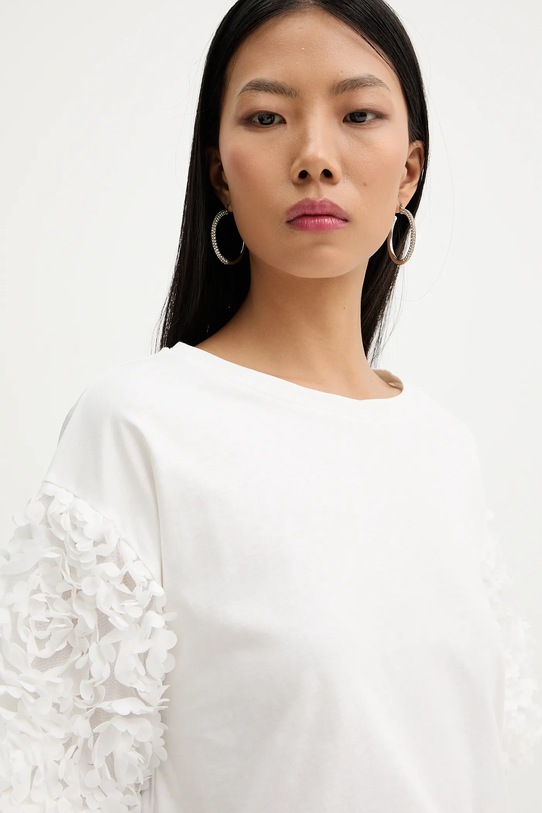 Bombažna kratka majica Twinset bež 261AP2233