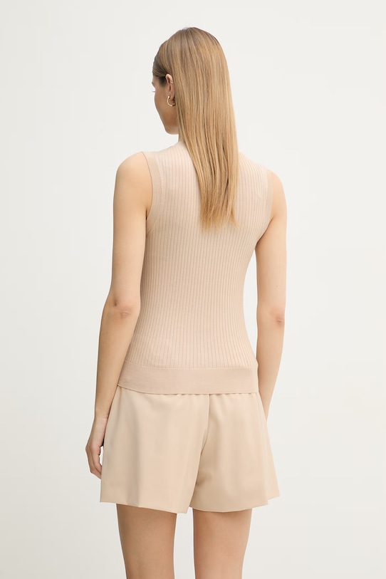 Odzież Lacoste top swetrowy damski lniany AF9988 beżowy