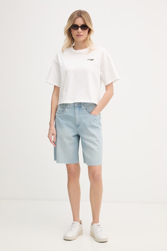 Lacoste crop top γυναικείο βαμβακερό TF7605 λευκό SS26