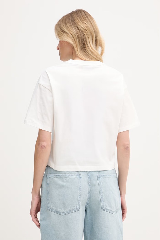 Ρούχα Lacoste crop top γυναικείο βαμβακερό TF7605 λευκό