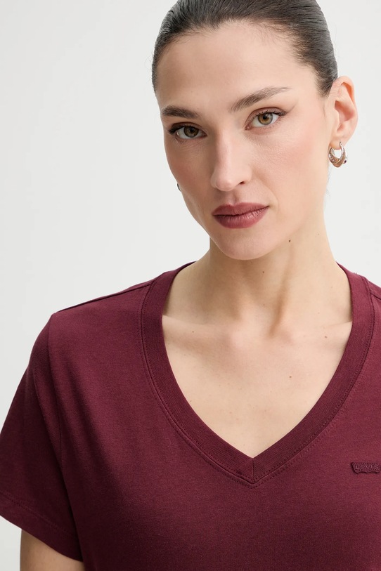 Βαμβακερό μπλουζάκι Levi's T2 PERFECT V κόκκινο 005J6