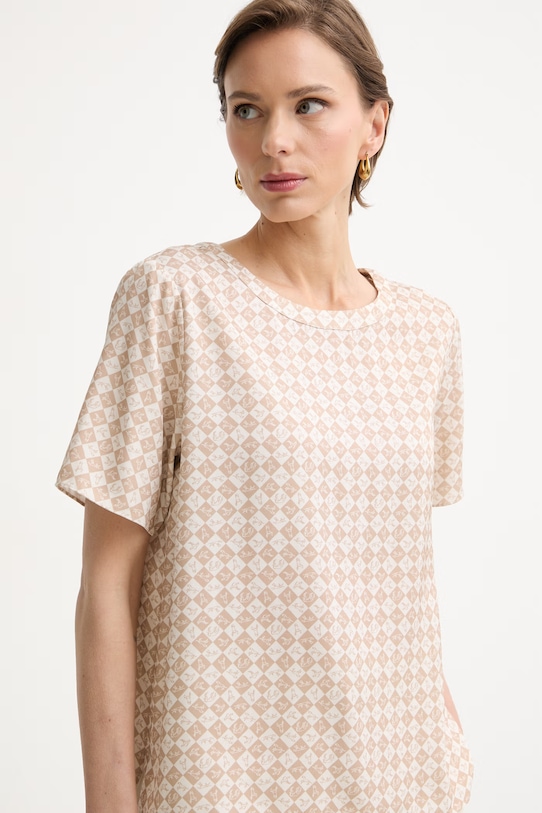 Trussardi bluzka damska z wiskozy beżowy D000A000421N