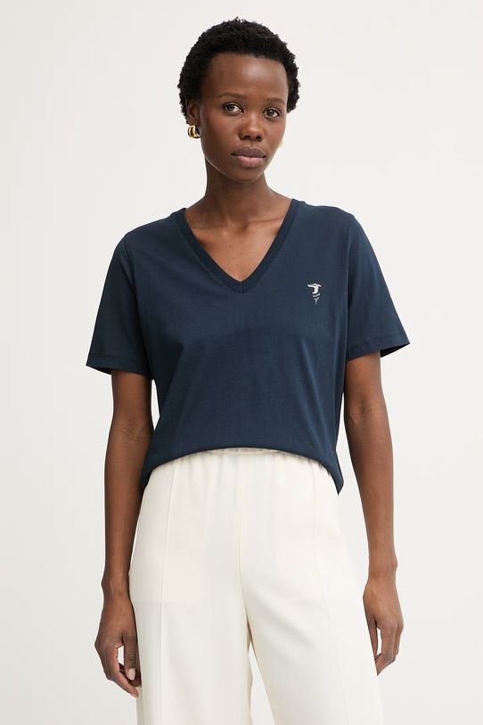 Trussardi T-shirt damski bawełniany granatowy G1266000228N