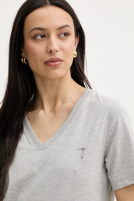 Trussardi t-shirt damski z bawełną szary G1266500254N