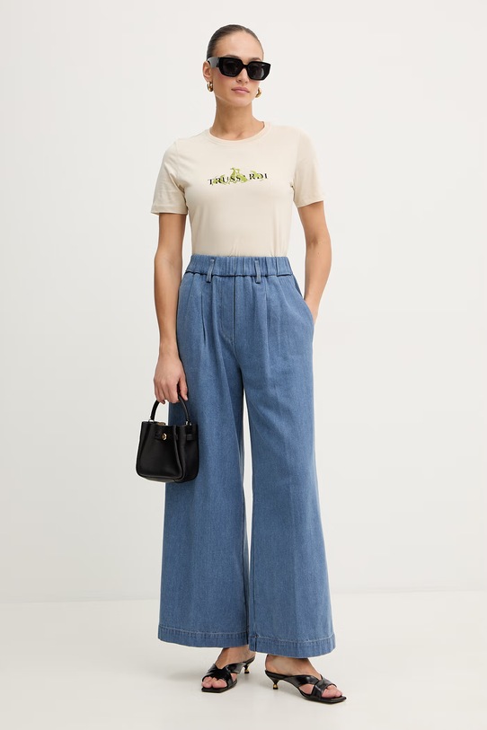 Trussardi t-shirt bawełniany G1336000245N beżowy SS26