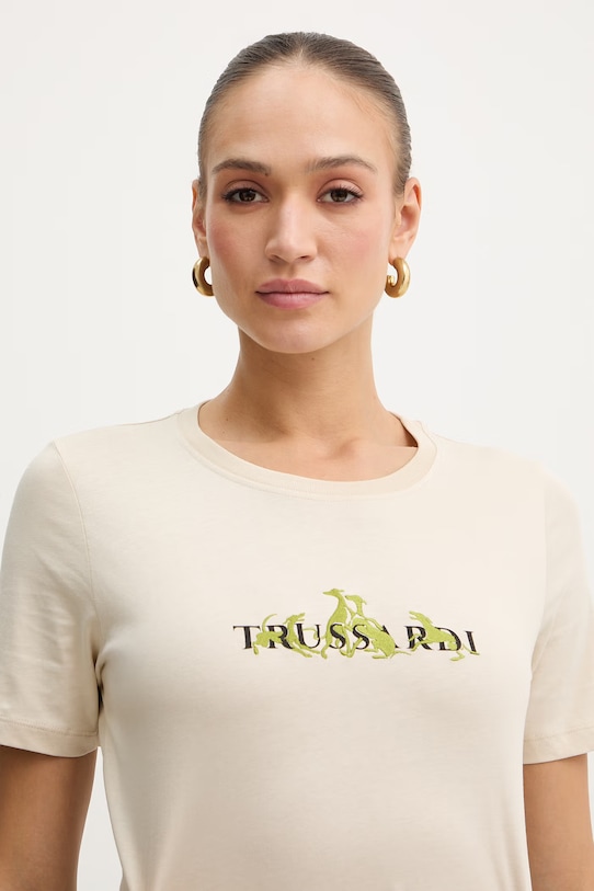 Trussardi t-shirt bawełniany beżowy G1336000245N