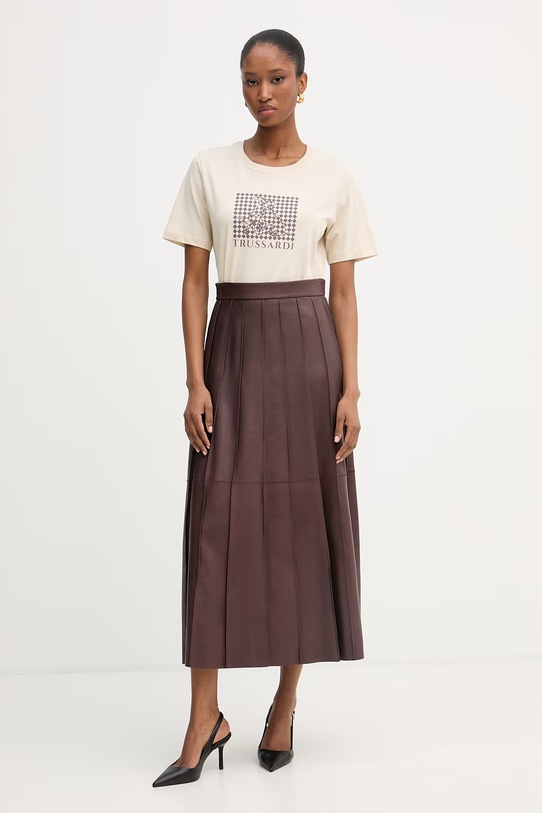 Trussardi t-shirt damski bawełniany G1346000246N beżowy SS26