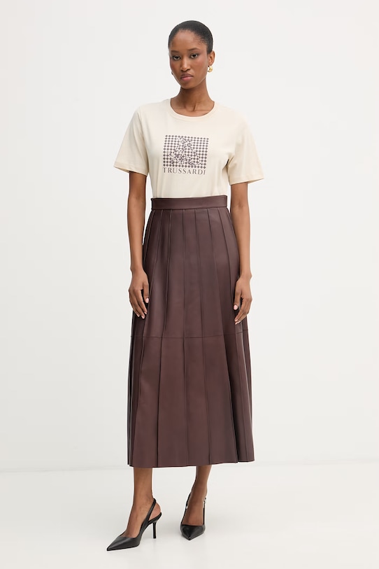 Trussardi t-shirt damski bawełniany G1346000246N beżowy SS26