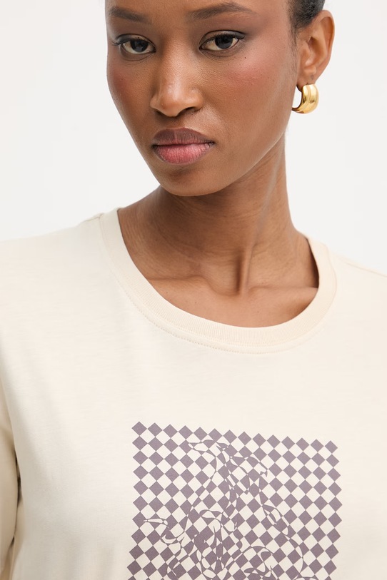 Trussardi t-shirt damski bawełniany beżowy G1346000246N