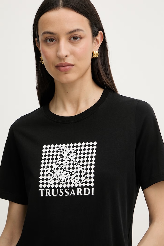 Trussardi тениска дамски от памук черен G1346000246N