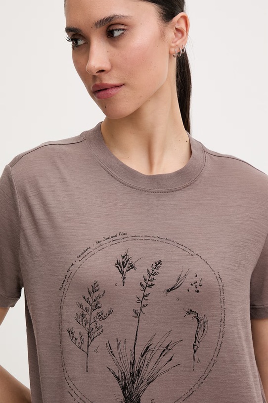 Icebreaker T-shirt damski wełniany Seed brązowy IB0A57FY0KW1