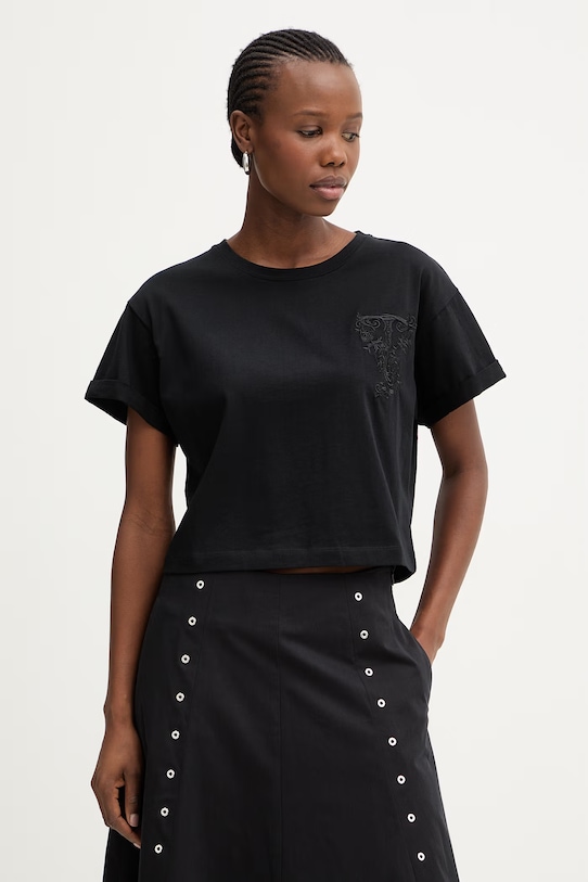 Twinset dámske bavlnené oversize tričko čierna 261TT2380