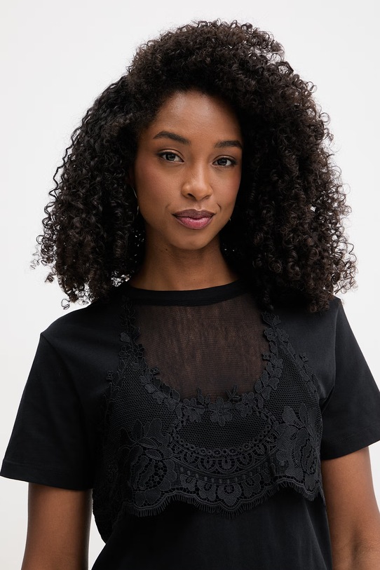 Twinset t-shirt damski bawełniany czarny 261TT2490