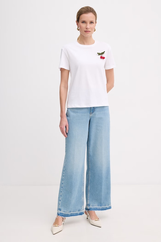 Twinset t-shirt damski bawełniany 261TT2271 beżowy SS26