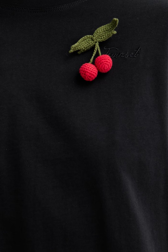 Twinset тениска дамска памучна 261TT2271 черен