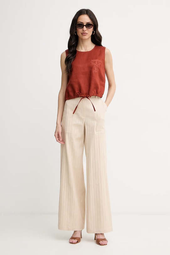 Twinset top dámsky ľanový 261TT2303 hnedá SS26