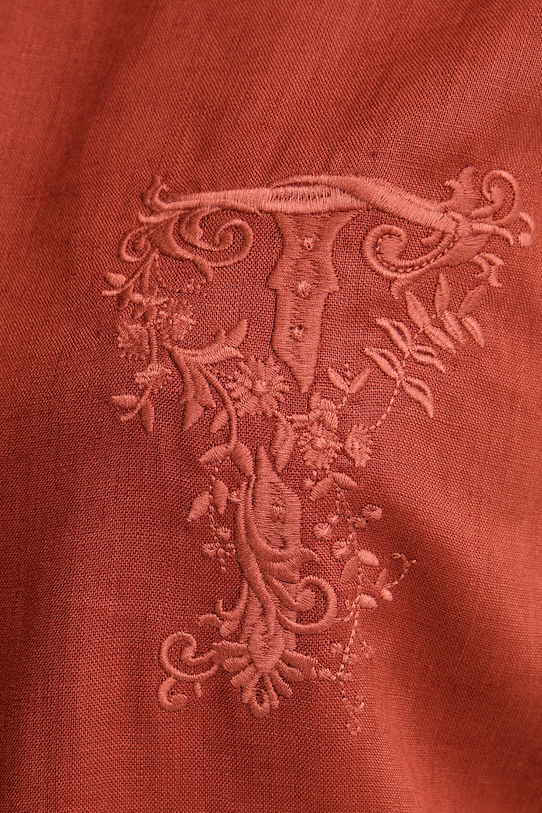 Twinset топ дамски от лен 261TT2303 кафяв