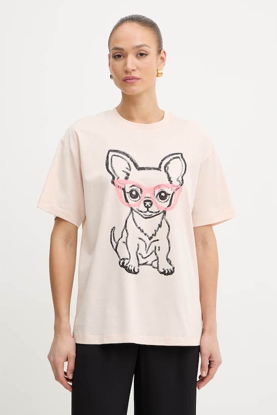 Twinset T-shirt da donna in cotone rosa 261AQ2010