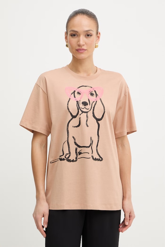 Twinset T-shirt da donna in cotone beige 261AQ2010