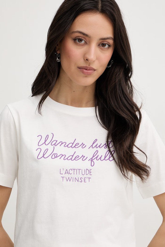 Twinset t-shirt damski bawełniany biały 261AT2151