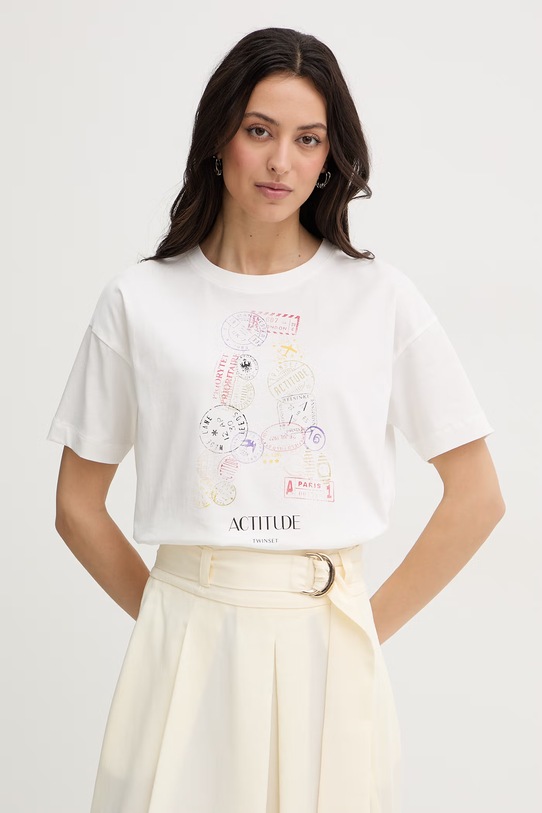 Twinset t-shirt damski bawełniany biały 261AT2150