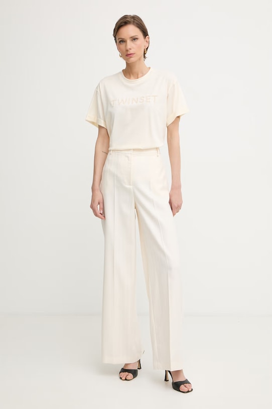 Twinset tricou pentru femei, din bumbac 261LM2NJJ bej SS26