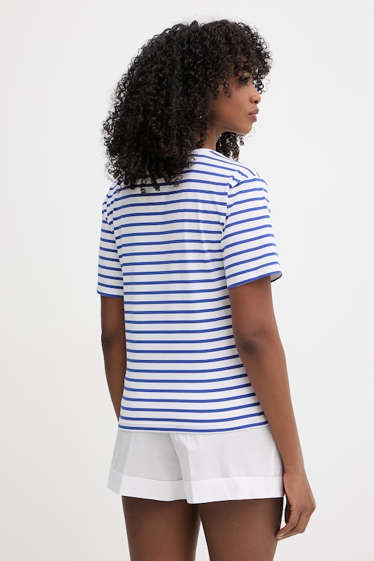 Ρούχα Twinset t-shirt γυναικείο από βαμβάκι με ελαστάν 261LM2GBB μπλε