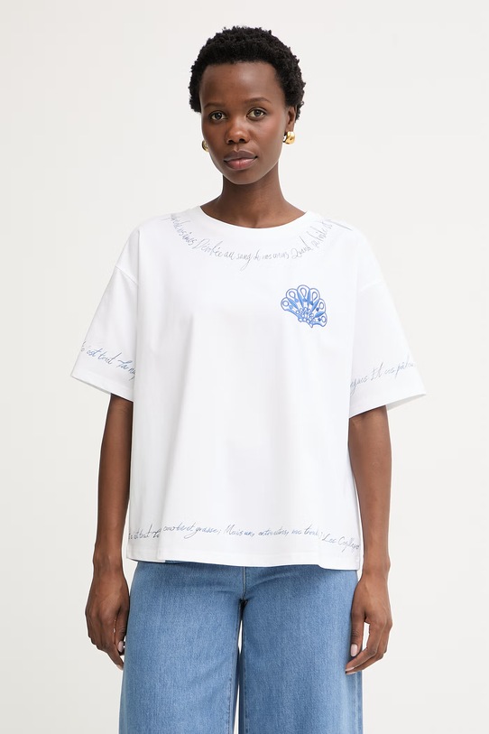 Twinset T-shirt damski bawełniany biały 261LM2CFF