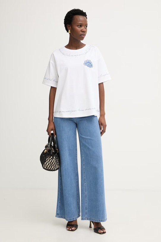 Twinset T-shirt damski bawełniany 261LM2CFF biały SS26