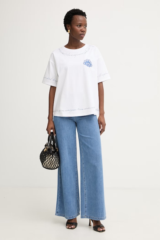 Twinset T-shirt damski bawełniany 261LM2CFF biały SS26