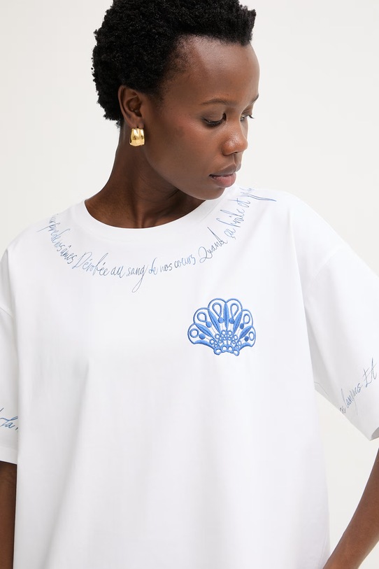 Twinset T-shirt damski bawełniany biały 261LM2CFF