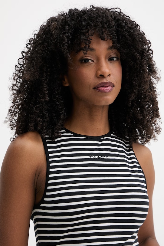 Twinset top damski bawełniany z elastanem czarny 261LM2GAA