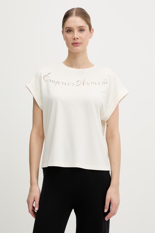 Emporio Armani Underwear t-shirt damski z bawełny beżowy EW000616.AF20243