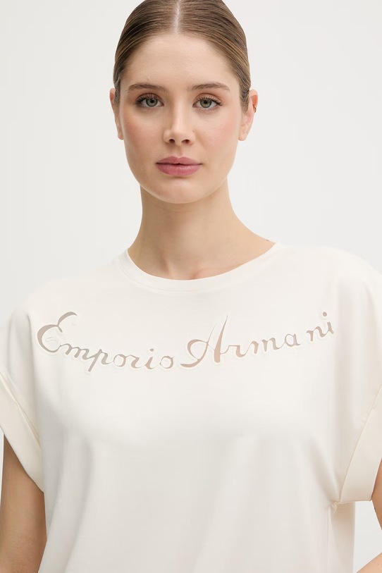 Emporio Armani Underwear t-shirt damski z bawełny beżowy EW000616.AF20243