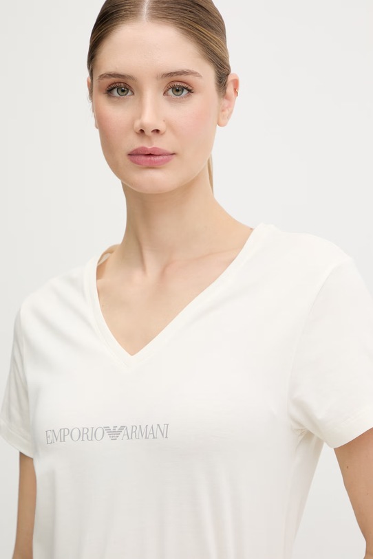 Emporio Armani Underwear t-shirt damski z bawełny beżowy EW000409.AF19026