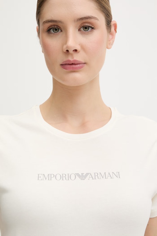 Emporio Armani Underwear t-shirt damski z bawełną beżowy EW000408.AF19026