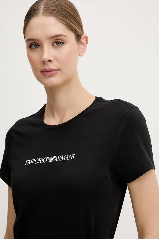 Odzież Emporio Armani Underwear t-shirt damski z bawełną EW000408.AF19026 czarny