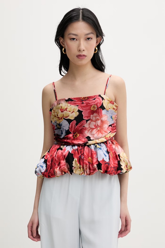 Gestuz bluzka na ramiączkach damska z dodatkiem jedwabiu czerwony 10911035