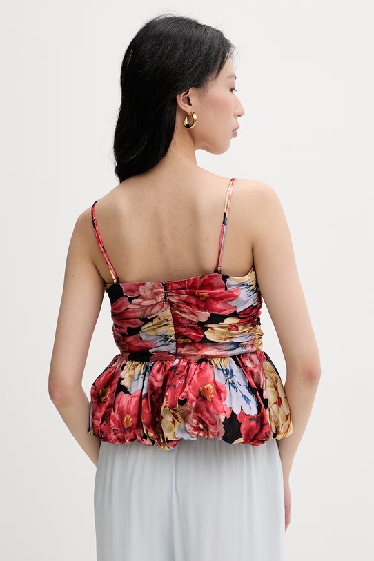 Odzież Gestuz bluzka na ramiączkach damska z dodatkiem jedwabiu 10911035 czerwony