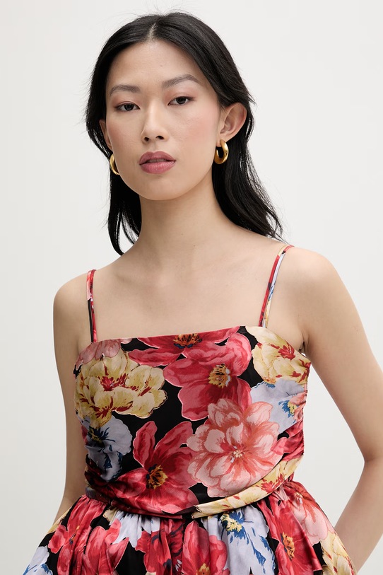 Gestuz bluzka na ramiączkach damska z dodatkiem jedwabiu czerwony 10911035