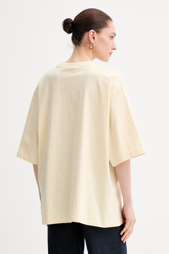 Odzież Gestuz t-shirt oversize damski bawełniany 10911064 beżowy