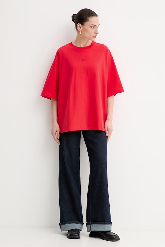 Gestuz t-shirt oversize damski bawełniany 10911064 czerwony SS26